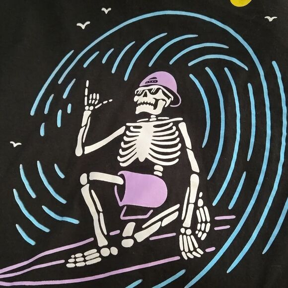 SURF SKELETON T Shirt VINTAGE  Surf or Die dude Size XL - Picture 3 of 4